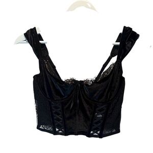 Victoria’s Secret Dream Angels Black Corset Bra Velvet Velour Small Black Goth